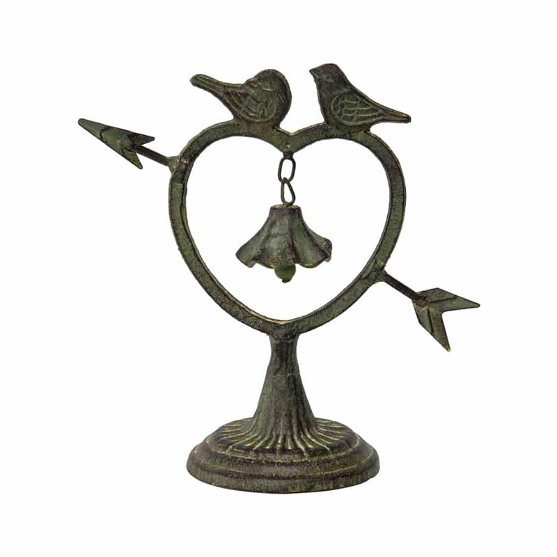 Decorative Cast Iron Heart with Birds and Bell