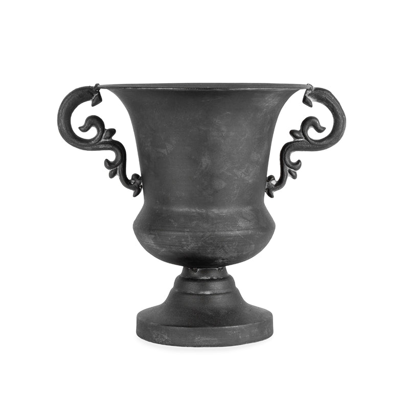 Baroque Brushed Black Urn With Handles