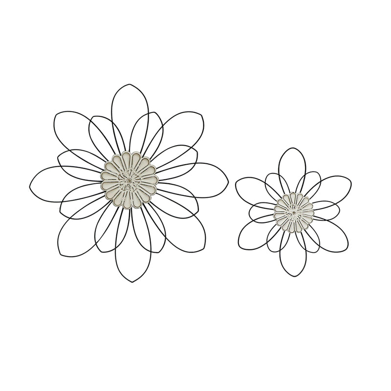 Set of 2 Nested Flower with Moulded Centre Wall-Art