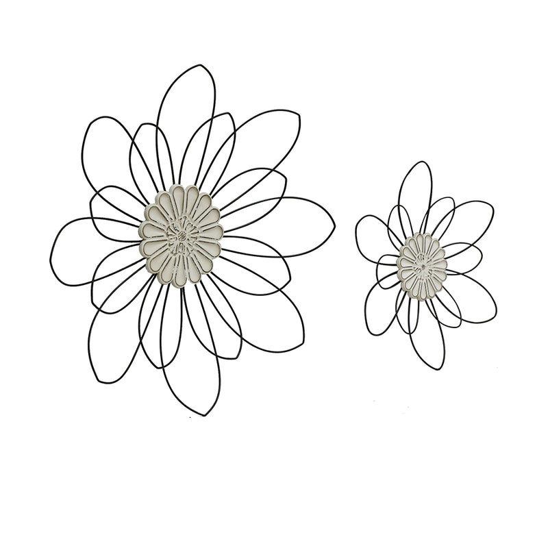 Set of 2 Nested Flower with Moulded Centre Wall-Art
