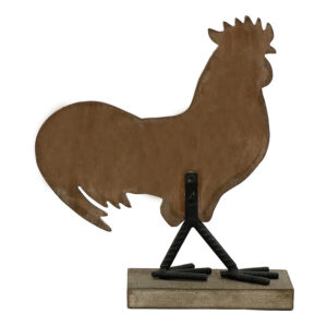 Wood & Galvanised Rooster Figurine