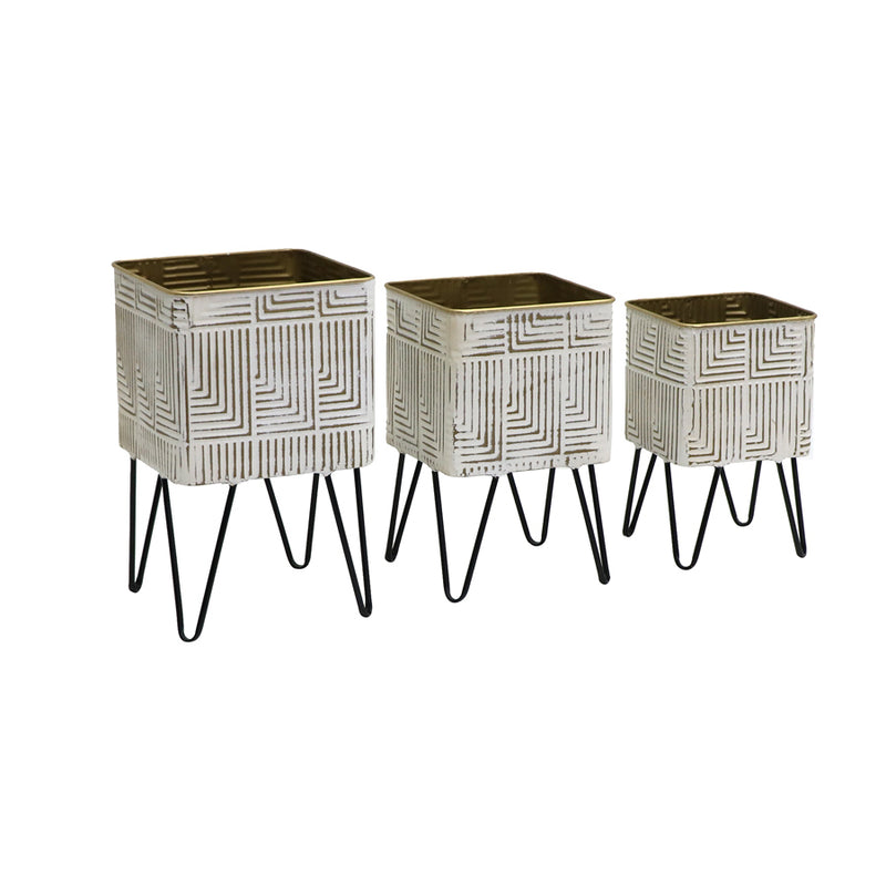 Set of 3 Nested Footed Linear Planters