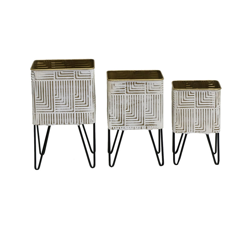 Set of 3 Nested Footed Linear Planters