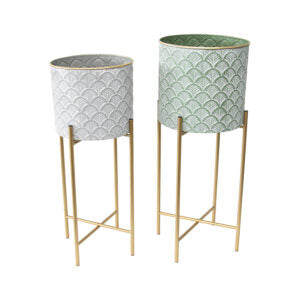 Set of 2 Nested Stilted Fan Planters