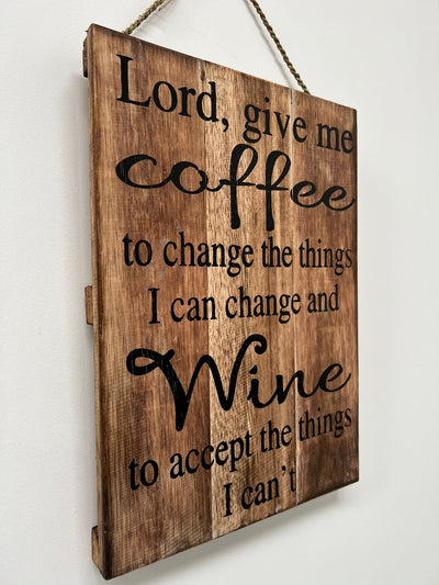 Handcrafted "Give Me Coffee & Wine" Wall Art