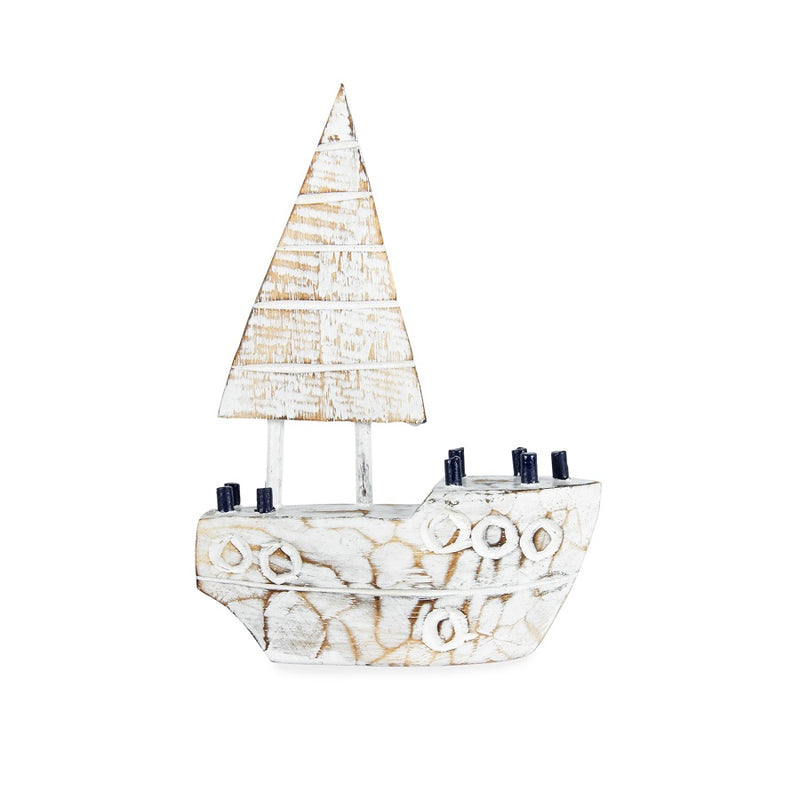 Wood-Carved Sailboat
