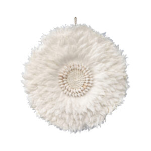 Round Hanging White Shells with Feathers