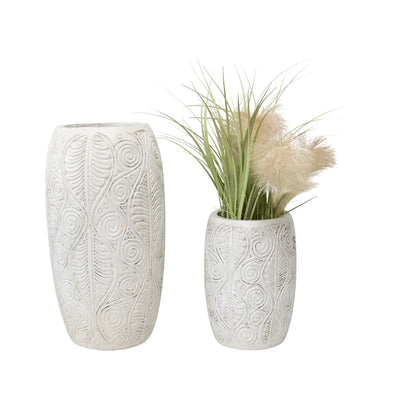 Hand-carved Swirl-Leaf Vase