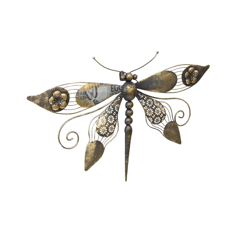 Natures Art Antique Gold Glam Dragonfly Wall Art