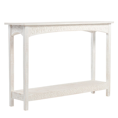 Hamptons Carved Console Table with Shelf