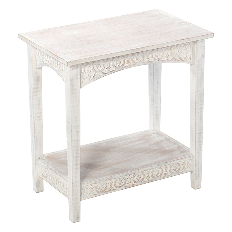 Hamptons Carved Side Table with Shelf