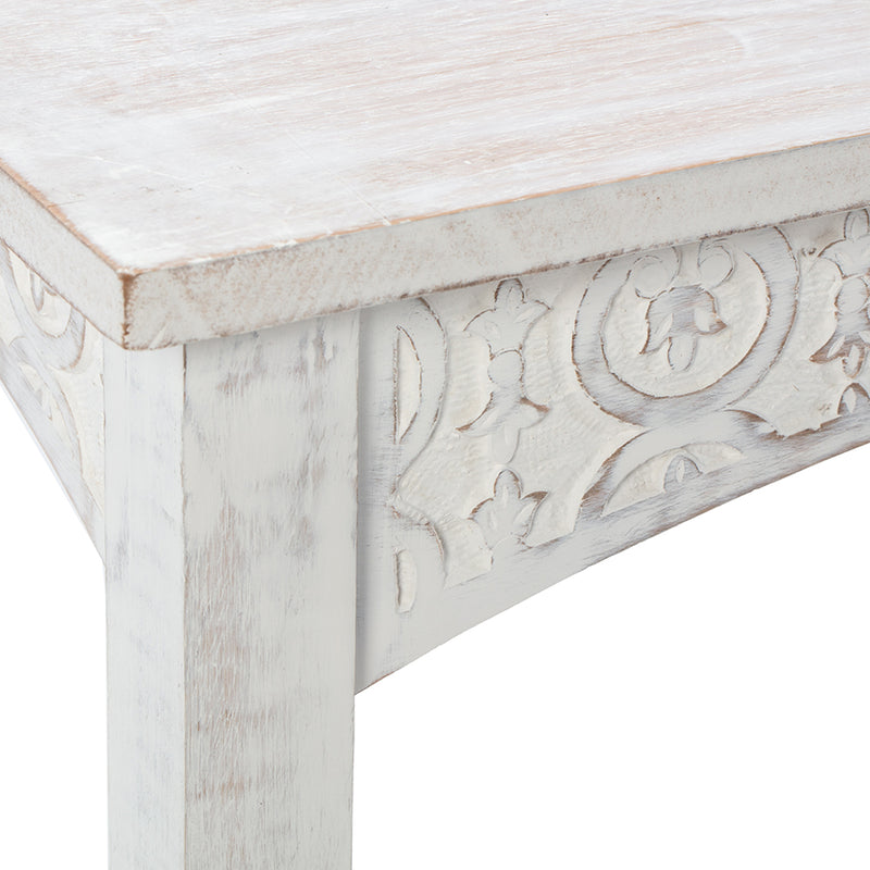 Hamptons Carved Side Table with Shelf