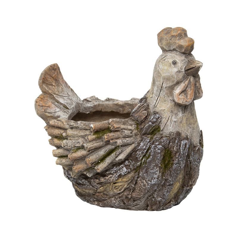 Rustic Rooster Planter with Hole & Plug