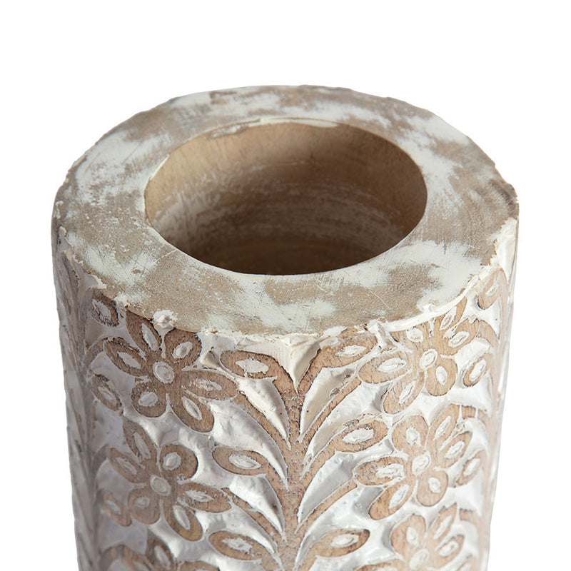 Tapered Carved Mango Wood Vase