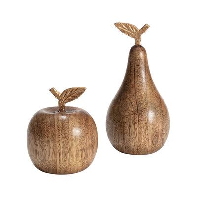 Set of 2 Assorted Handcrafted Apple and Pear