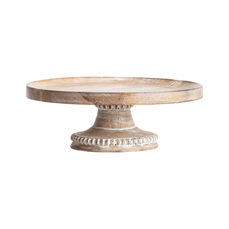 Handcrafted Mango Wood Beaded Cake Stand