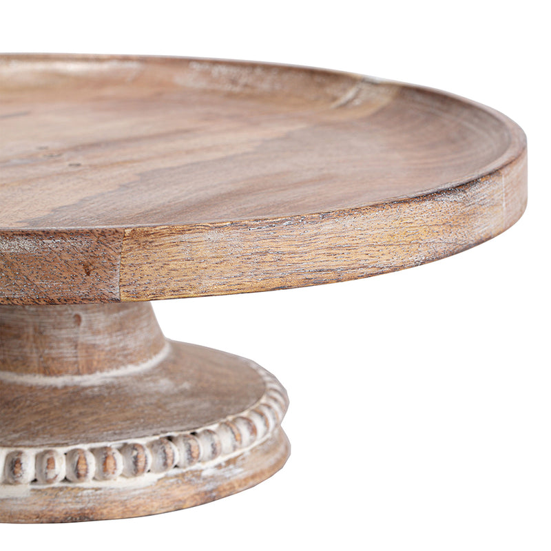 Handcrafted Mango Wood Beaded Cake Stand