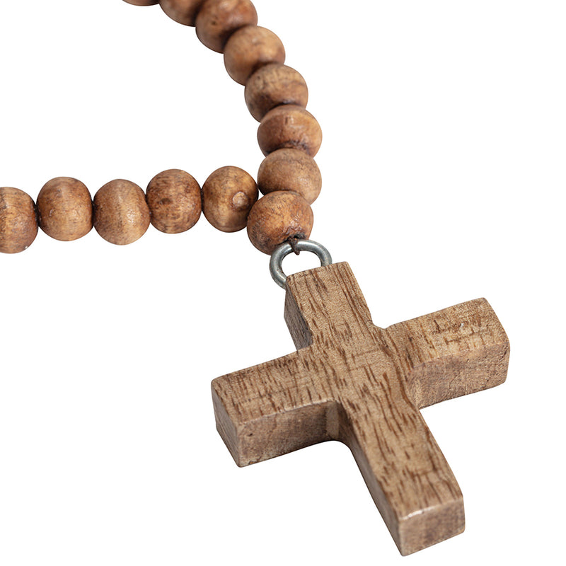 Handcrafted Mango Wood Cross with Beads