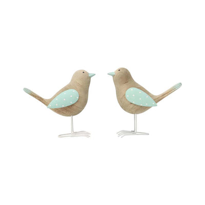 Set of 2 Assorted Shabby Birds with Green