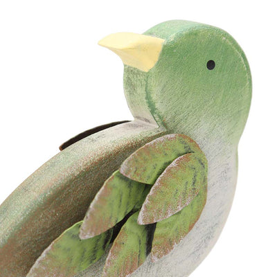 Set of 2 Assorted Shabby Green Birds Looking Back and Down