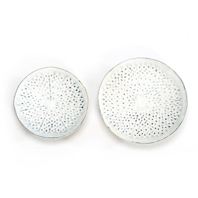 Set of 2 Nested Metal-Punched Hamptons Mini-Bowls Candle Plate