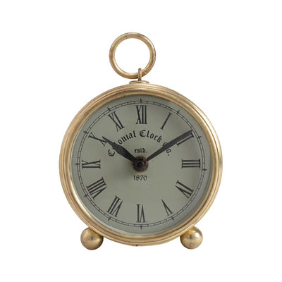Round Antique Gold Colonial Table Clock