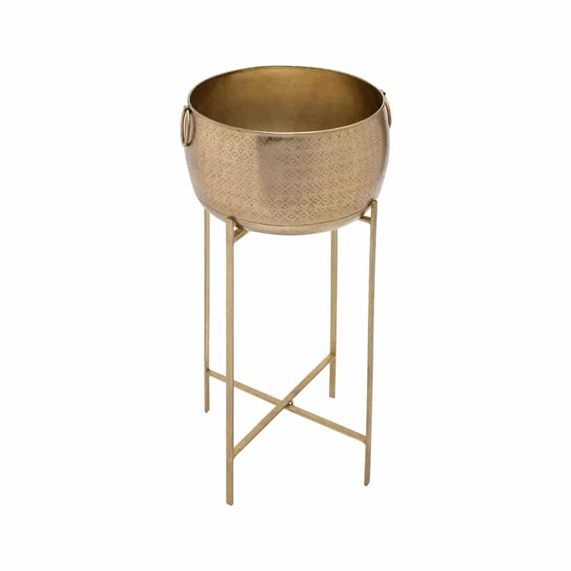 Handcrafted Antique Gold Stilted Planter