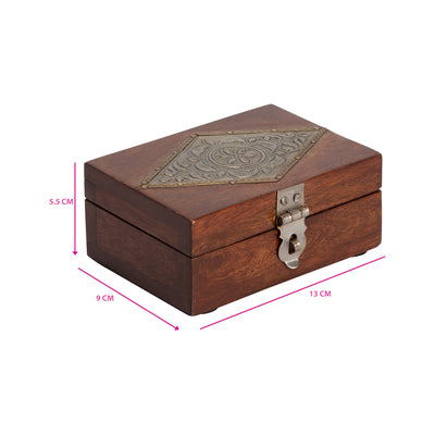Handcrafted Rectangle Box with Metal Punched Top