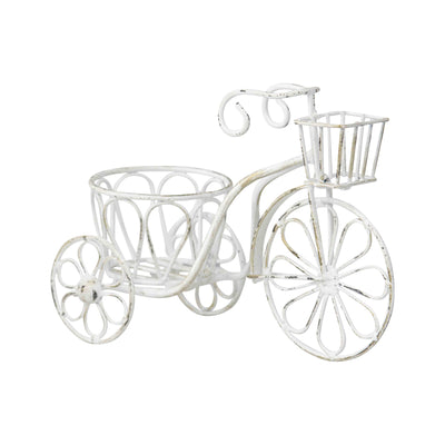 Distressed White Small Bicycle Planter