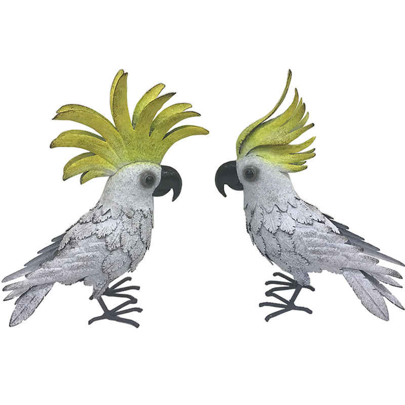 Set of Two Assorted Metal Cockatoos