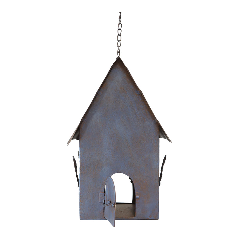 Rusty Hanging Blue Birdhouse