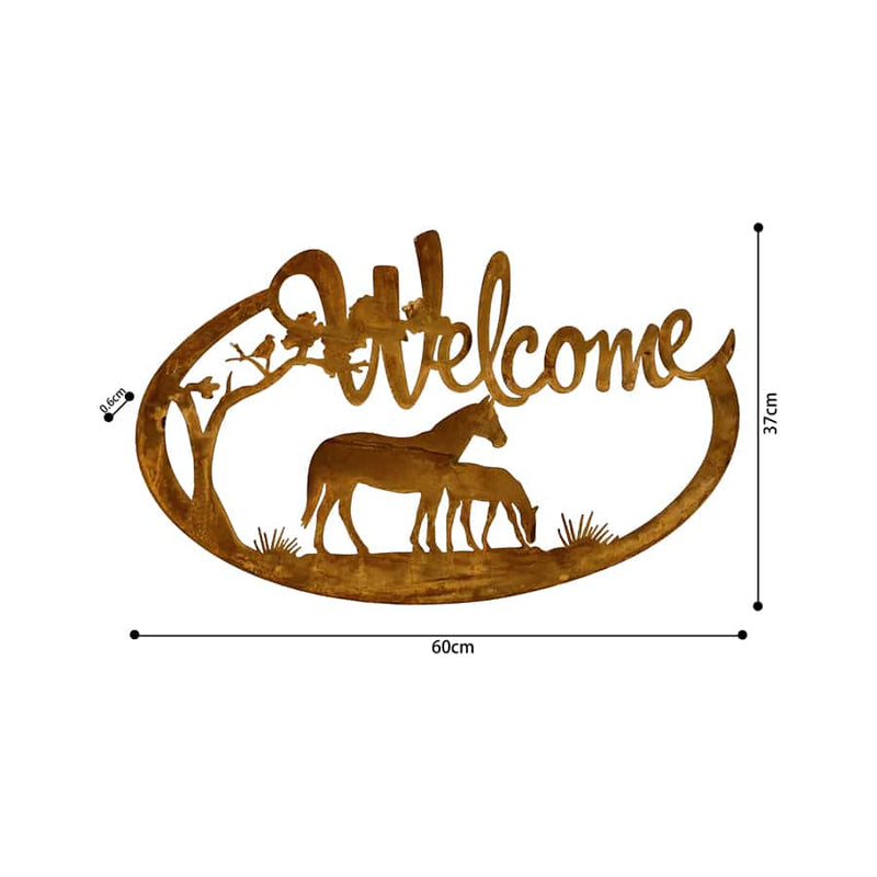 Laser-cut Welcome with Horses Wall Art