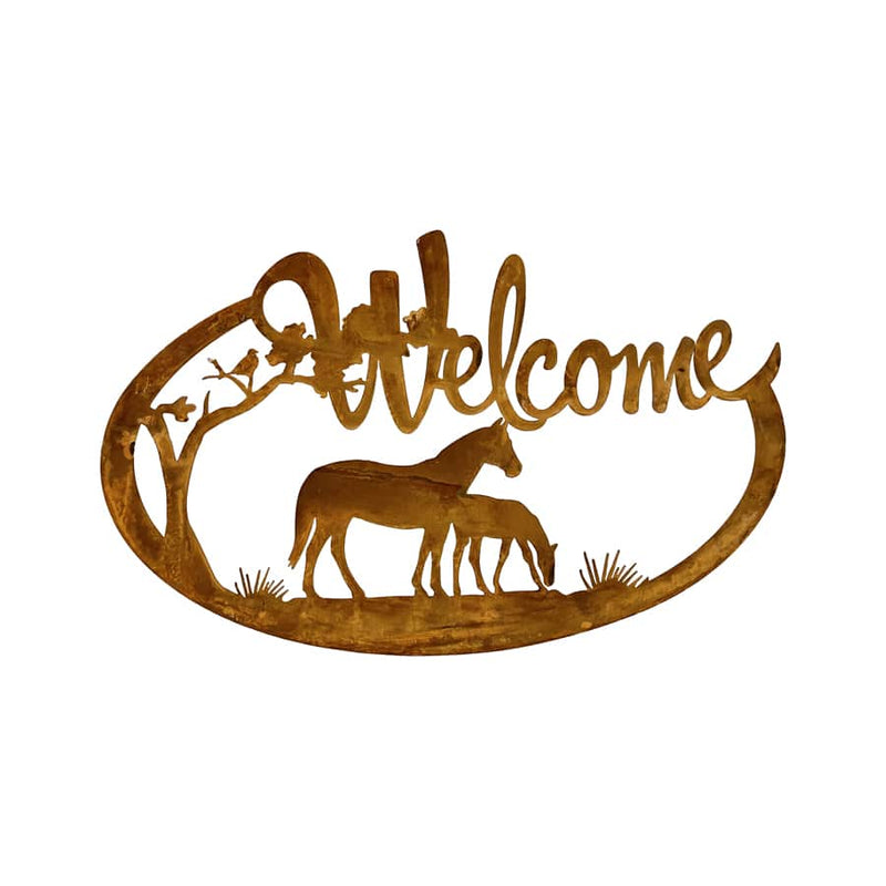 Laser-cut Welcome with Horses Wall Art