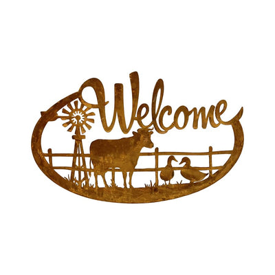 Laser-cut Welcome Cow and Windmill Wall Art