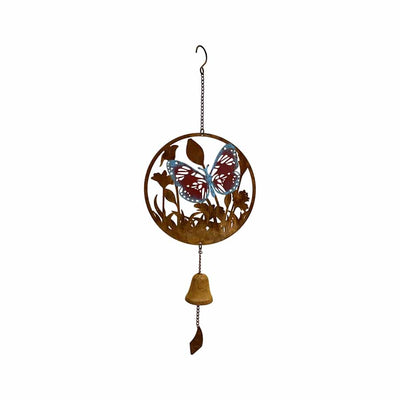 Rust & Colored Butterfly Bell Hanger