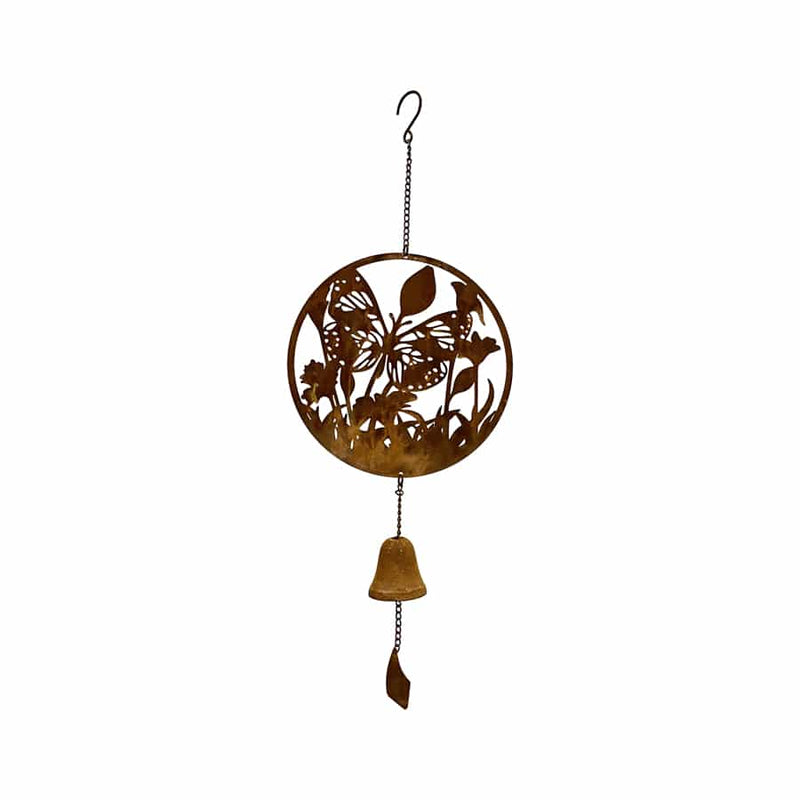 Rust & Colored Butterfly Bell Hanger