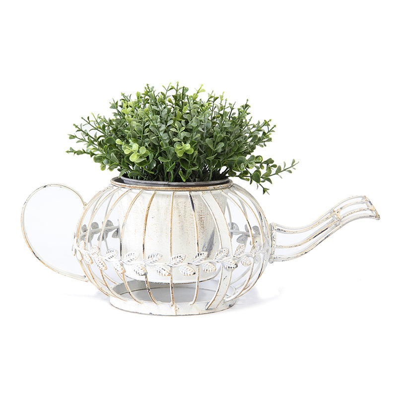 Antique White Teapot Pot Planter