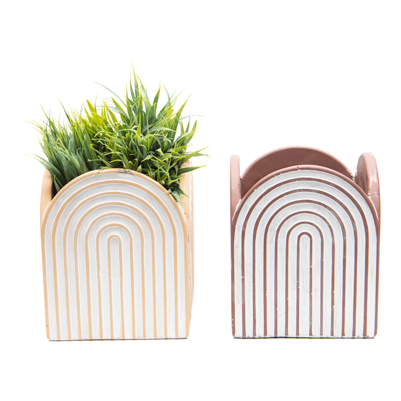 Set of Two Assorted Arc Square Pot Planters