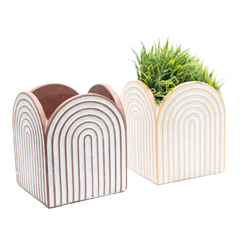 Set of Two Assorted Arc Square Pot Planters