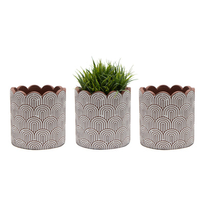 Set of 3 Assorted Arc Round Pot Planters with Hole & Plug