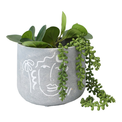Contemporary Line-Face Pot and Planter with Hole and Plug