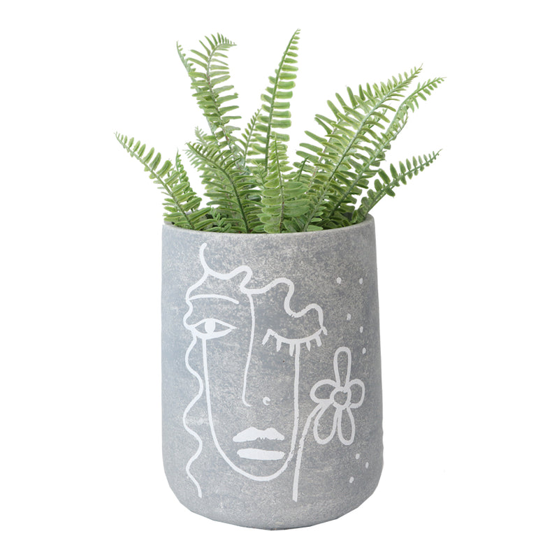Contemporary Line-Face Pot and Planter with Hole and Plug
