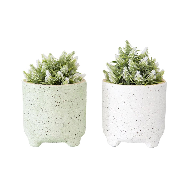 Set of Two Assorted Rugged Glaze Footed Planter with Hole And Plug