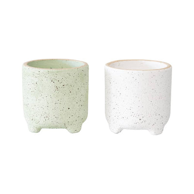 Set of Two Assorted Rugged Glaze Footed Planter with Hole And Plug