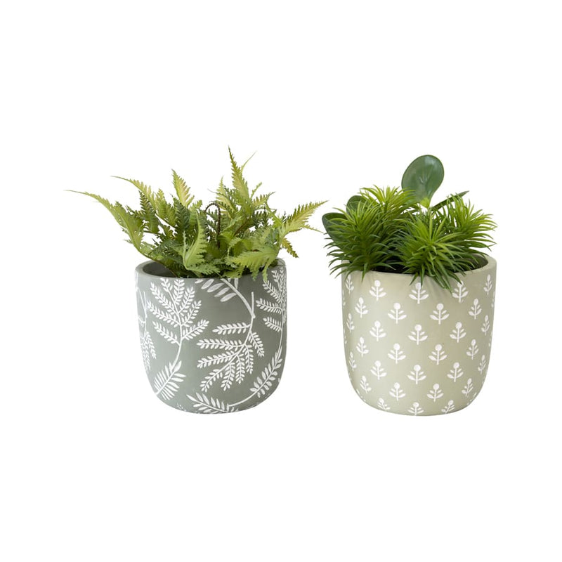 Set of Two Assorted Sage-Mix Leaves Planters