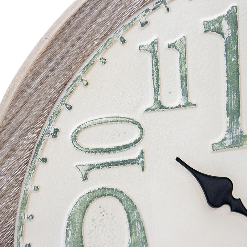 Distressed Finish Sage & White Wall Clock