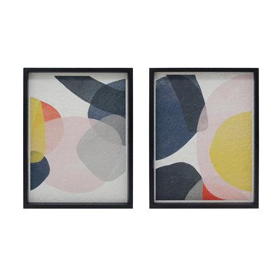 Set of Two Assorted Framed Abstract Bubble Wall Art