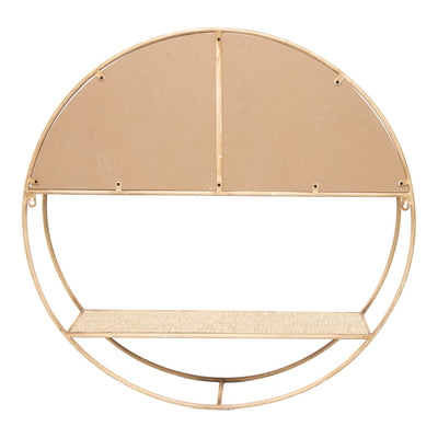 Round Cane-Look Floating Shelves Wall Hanging