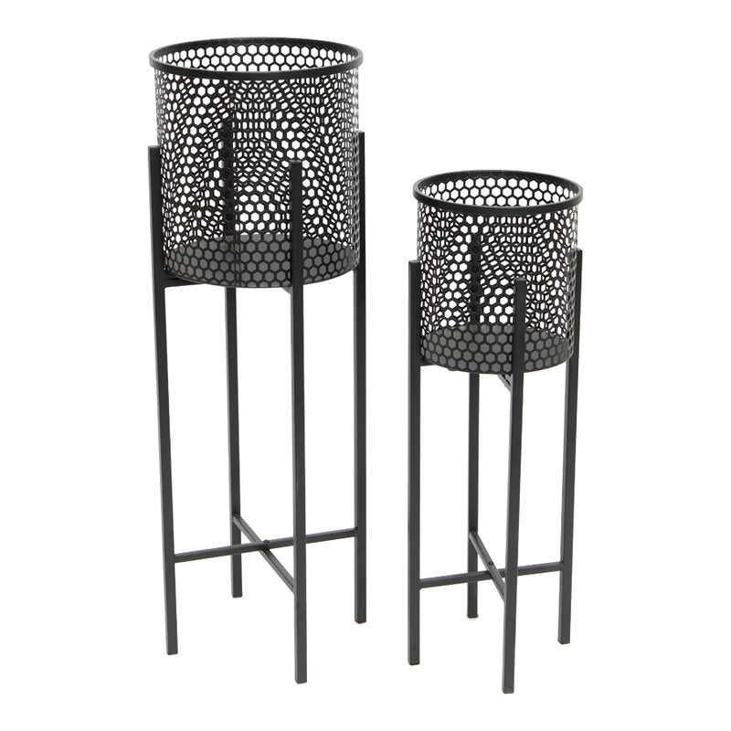Set of 2 Nested Black Beehive Planters