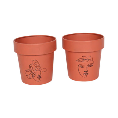Set of 2 Assorted Line-Art Pot Planters